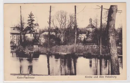 907313 Ak Klein-Machnow. Kirche und Alte Hakeburg. 1938