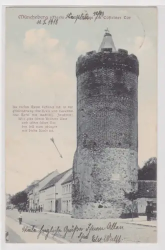 54062 Ak Müncheberg (Mark). Turm am Cüstriner Tor. 1913
