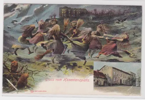 65880 Lithographie Ak Gruss vom hexentanzplatz im Harz um 1910