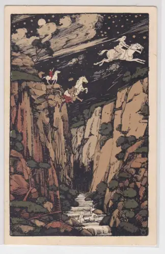 65253 Künstler Ak Die Sage von der Roßtrappe 1926