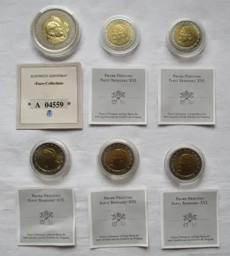 6 x Euro Proben Vatikan 2005 Papst Benedikt XVI. Probeprägung (113669)