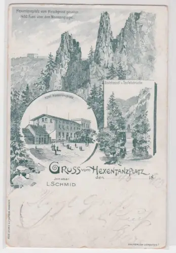 10737 Lithographie Ak Gruss vom Hexentanzplatz 1900