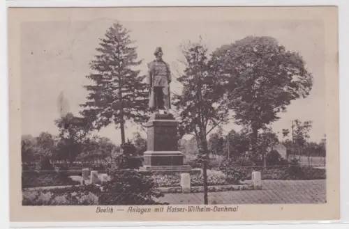 49225 Ak Beelitz - Anlagen mit Kaiser-Wilhelm-Denkmal. 1919