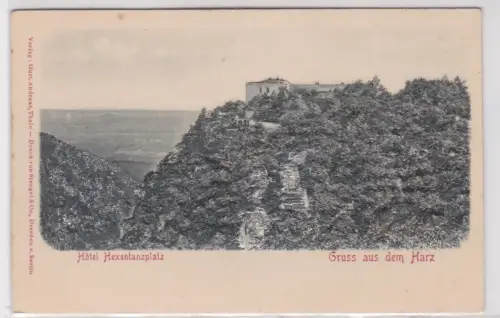 66404 Präge Ak Gruss aus dem Harz - Hotel Hexentanzplatz um 1900