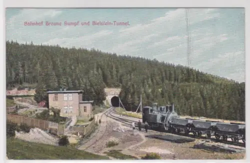 24954 Ak Bahnhof Braune Sumpf und Bielstein-Tunnel, Harz-Zahnrad-Bahn