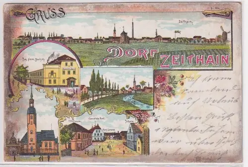 80213 Ak Lithographie Gruß vom Dorf Zeithain 1899