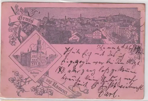 905626 Vorläufer Ak Gruss aus Kamenz Rathaus und Totalansicht 1897