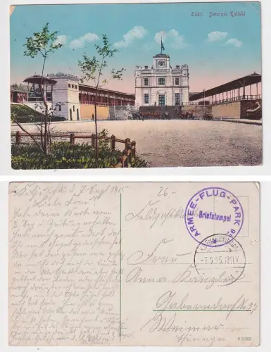 901523 Feldpost Ak Lodz Dworzec Kaliski Armee Flugpark 9 1915