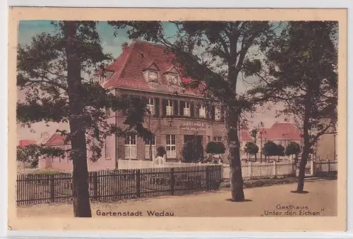 92383 Ak Gartenstadt Wedau bei Duisburg Gasthaus "Unter den Eichen" 1924