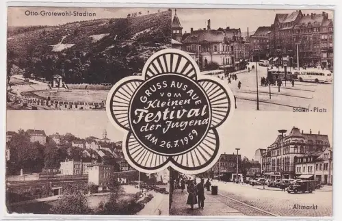 92419 Ak Gruß vom kleinen Festival der Jugend Aue am 26.7.1959