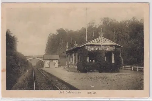 99004 Ak Bad Salzhausen Bahnhof um 1920