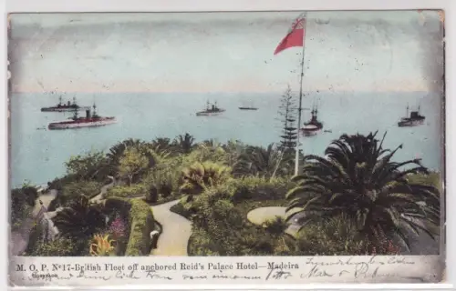 908975 Ak M.O.P.№17-British Fleet off anchored Reid's Palace Hotel-Madeira. 1907