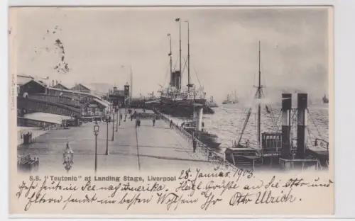 908837 Ak S.S. "Teutonic" at Landing Stage, Liverpool. 1903
