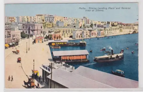 908838  Ak  Malta Sliema Landing Place and General. View of Sliema. 1929