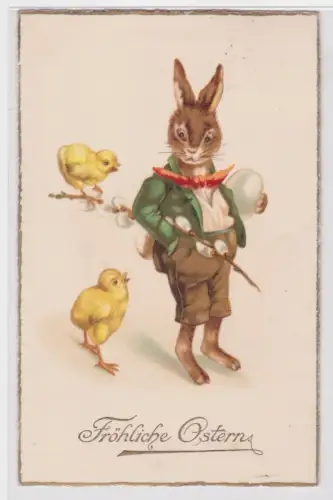 909072 Ak Fröhliche Ostern - Osterhase und 2 Kücken 1931