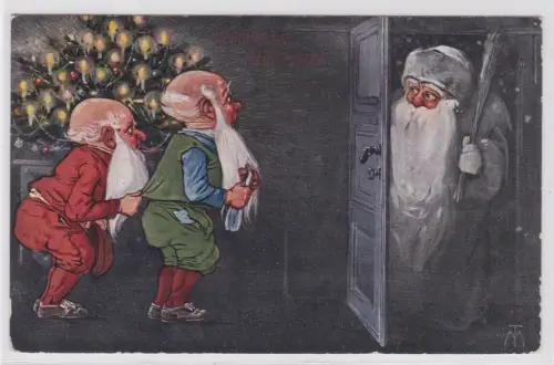 909088 Ak Fröhliche Weihnachten - ängstliche Zwerge und Weihnachtsmann 1908