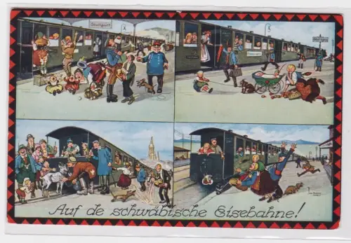 909080 Humor Ak Auf de schwäbische Eisenbahne! Hans Böttcher 1941
