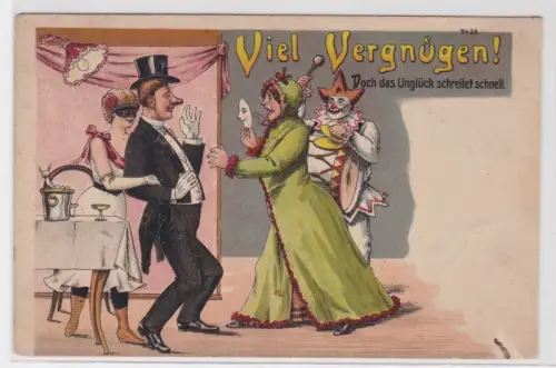 909095 Künstler Ak Viel Vergnügen! Doch das Unglück schreitet schnell um 1915