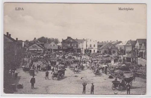 908733 Feldpost Ak Lida. Marktplatz. 1916