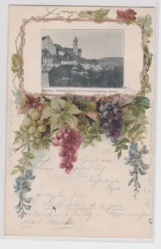 08619 Präge Ak  Aarau, Äussere Halde mit Protestantischer Kirche. 1901