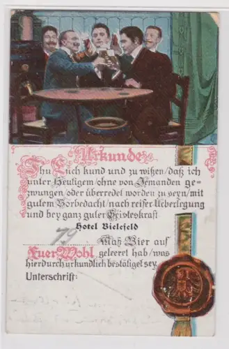 908713 Reklame Ak Urkunde Hotel Bielfeld in Volkmarsen 1904