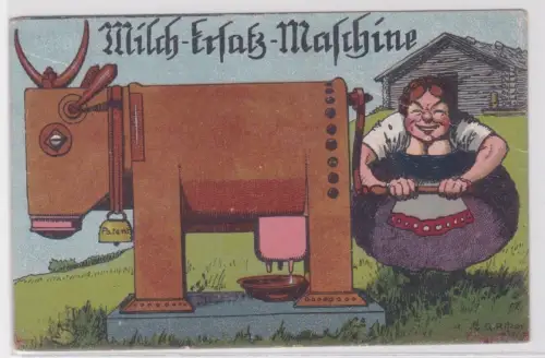 909093 Künstler Ak Humor Milch-Ersatz-Maschine um 1910