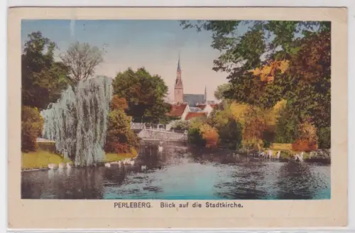 909399 Ak PERLEBERG. Blick auf die Stadtkirche. 1927