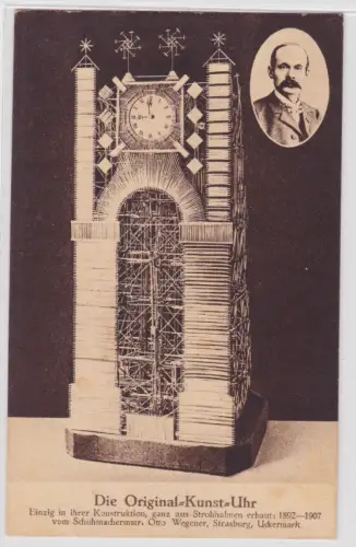 909630 Ak Strasburg Uckermark Kunstuhr aus Strohhalmen von Otto Wegener um 1910