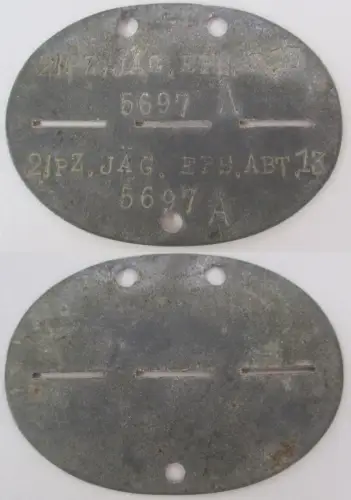 EKM Erkennungsmarke 2/Panzer Jäger Ersatz Abteilung 13 Braunschweig (157369)