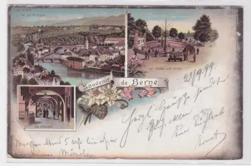 908730 Ak Lithografie Souvenir de Berne (Bern) Schweiz 1899