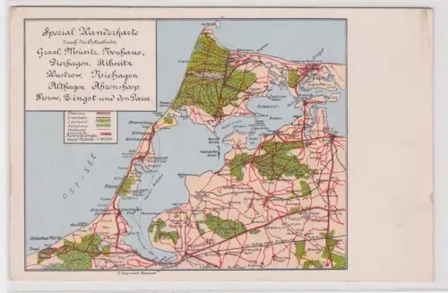 909505 Künstler Ak Karte der Ostseebäder Halbinsel Fischland-Darß-Zingst um 1930