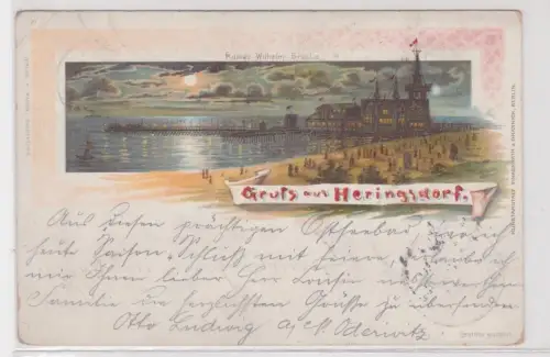 909035 Ak Gruss aus Heringsdorf. Kaiser-Wilhelm-Brücke. 1898