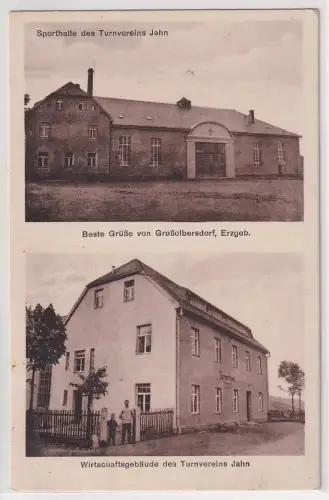 81828 Mehrbild Ak Gruß aus Großolbersdorf Erzg. Sporthalle des Turnvereins Jahn 