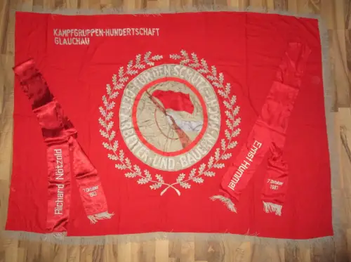 DDR Fahne Kampfgruppen-Hundertschaft Glauchau RARITÄT! Metallgespinst (126086)