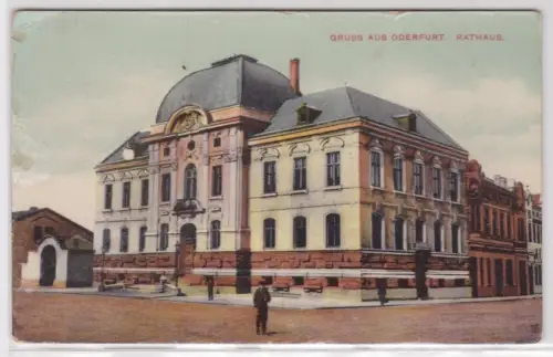 910683 Ak GRUSS AUS ODERFURT. RATHAUS. um 1900