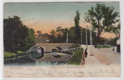 910697 Ak Bromberg. Partie an der steinernen Brücke. 1905