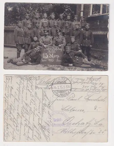 910691 Foto Ak Militär Landwehr Infanterie Regiment 133 Grätz Posen Feldpost1915