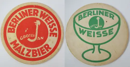 Bierdeckel DDR Groter Jan Berliner Weisse und Malzbier (155726)