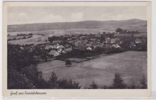 910454 Ak Grüße aus Friedelshausen. Panoramablick auf das Dorf. um 1930