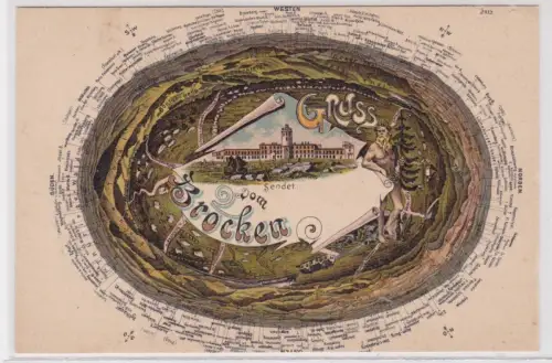 61670 Ak Gruss vom Brocken. um 1930