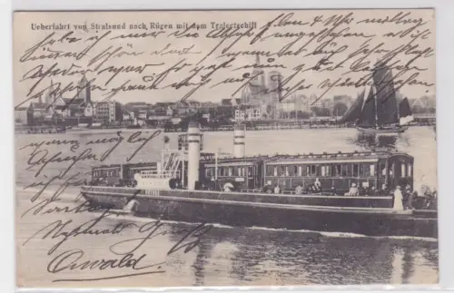908906  Ak Ueberfahrt von Stralsund nach Rügen mit dem Trajektschiff. 1907