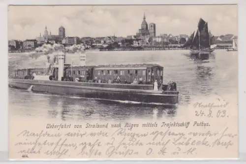 908905  Ak Ueberfahrt von Stralsund nach Rügen mittels Trajektschiff Putbus.1903