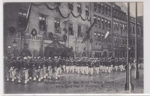 908794  Ak Bergparade vor Sr. Maj. König Friedrich August in Freiberg i. S. 1910