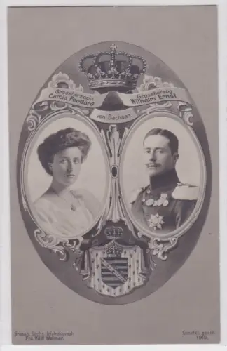 909046 Porträt Ak Großherzogpaar Wilhelm Ernst und Carola Feodora 1910