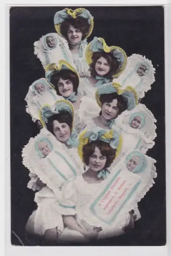 909047 Kitsch Künstler Ak 6 Original Dornfels Impressario, Varieté-Gruppe 1910