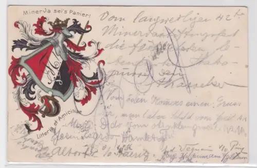 909154 Studentika Ak Minerva Basel, Minerva sei's Panier! Litteris et Amicitiae