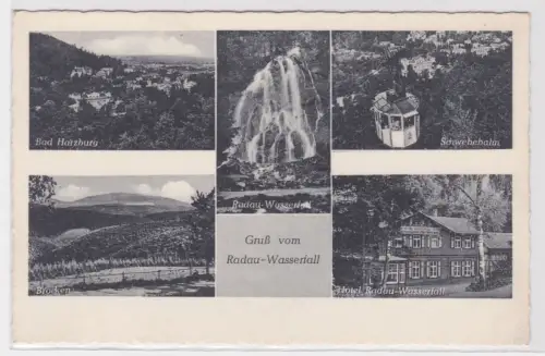 81437 Mehrbild Ak Gruß vom Radau-Wasserfall - Bad Harzburg, Brocken, Schwebebahn