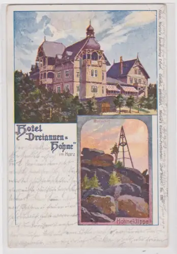 60279 Lithographie Ak Hotel-Dreiannen-Hohne im Harz 1901