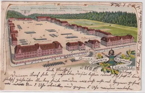 94470 Ak Lithographie Gruß vom Infanterie Regiment Nr.181 Chemnitz 1903