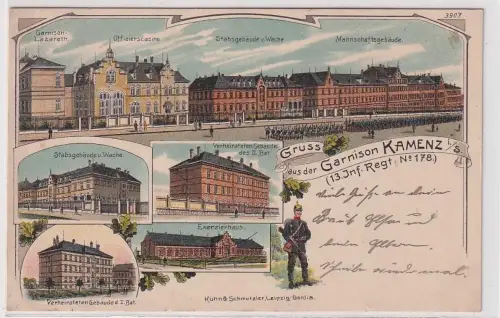 908330 Ak Lithographie Gruß aus der Garnison Kamenz 13.Inf.Regt.Nr.178